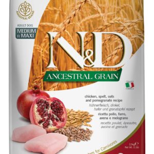 Farmina N&D Ancestral Grain Chicken Spelt Oats And Pomegranate Medium And Maxi Adult Dog Dry Food