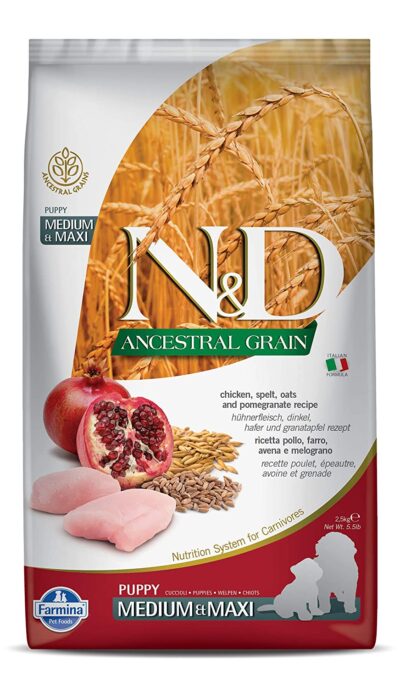 Farmina N&D Ancestral Grain Spelt Oats Chicken Pomegranate Puppy Medium Maxi Dry Food