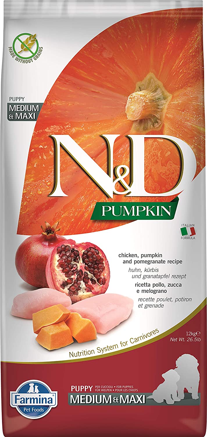 Farmina Natural & Delicious Grain Free Pumpkin Chicken & Pomegranate Puppy Medium Maxi Dry Food