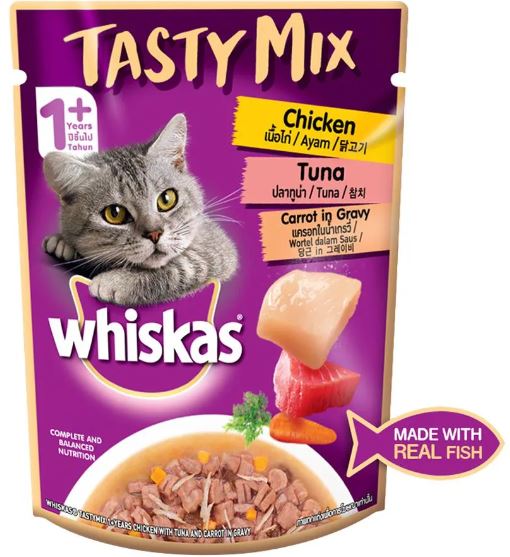 Whiskas Tasty Mix Chicken With Tuna Carrot In Gravy 70 G