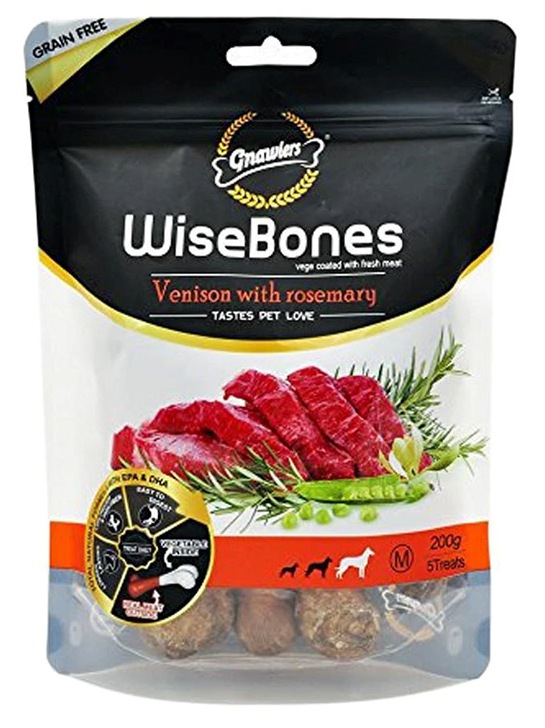 Gnawlers Wise Bones Venison With Rosemary 200gm