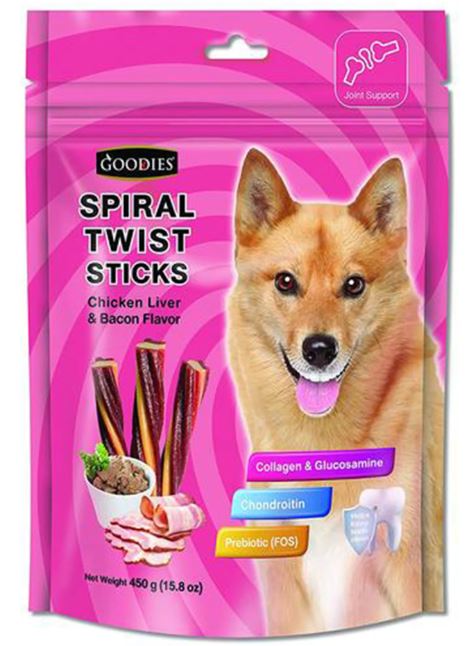 Goodies Spiral Twist Sticks Chicken Liver And Bacon Flavor
