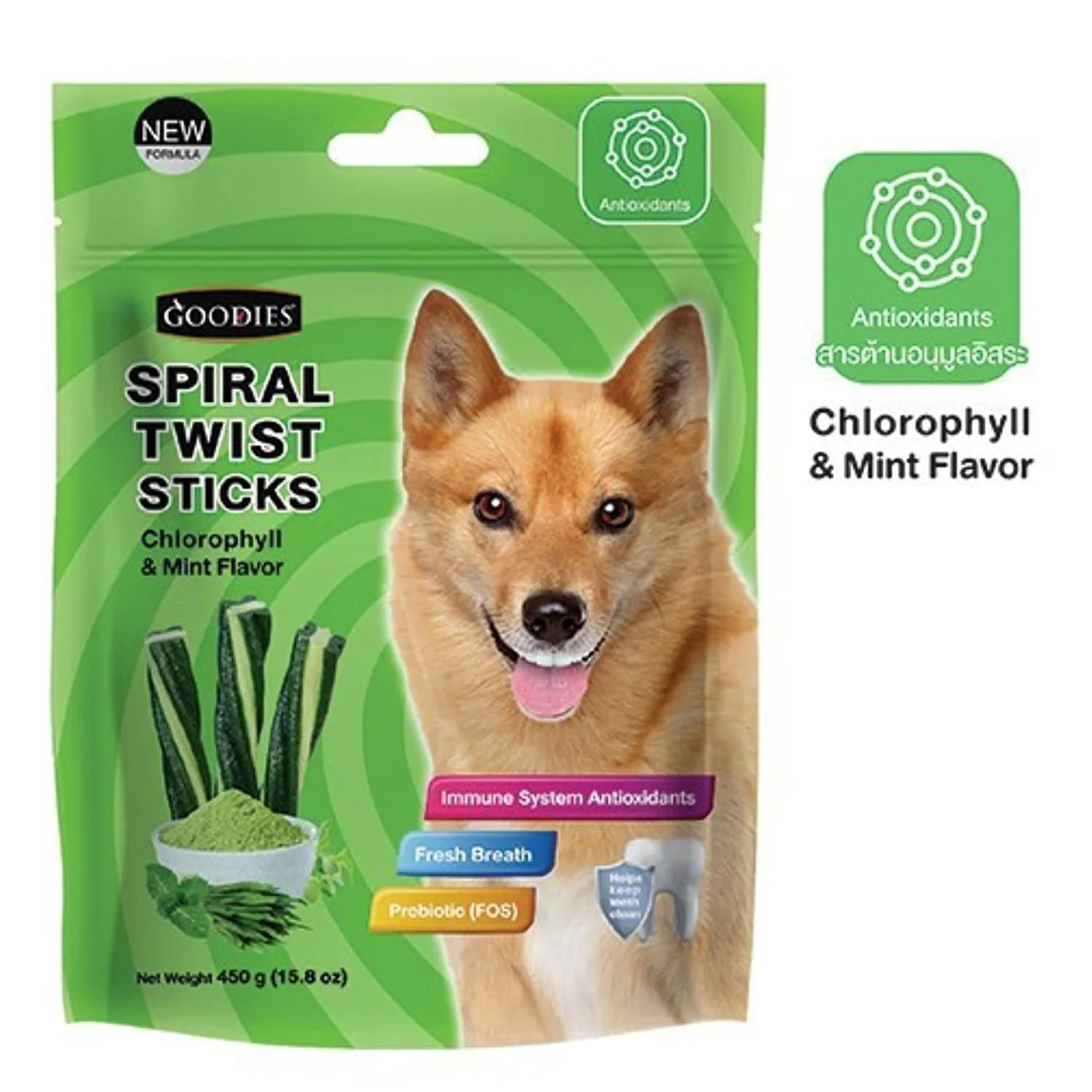 Goodies Spiral Twist Sticks Chlorophyll And Mint Flavor