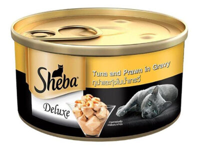 Sheba Tuna Filets and Whole Prawns In Gravy Tin