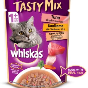 Whiskas Tasty Mix With Tuna Kanikama Carrot in Gravy (Pouch)