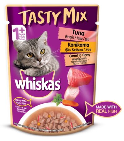Whiskas Tasty Mix With Tuna Kanikama Carrot in Gravy (Pouch)
