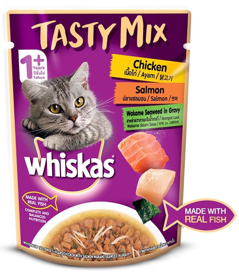 Whiskas Tasty Mix With Seafood Cocktail and Wakame Seaweed In Gravy (Pouch) - Image 2