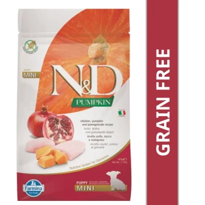 Farmina N&D Natural & Delicious Grain Free Pumpkin Chicken & Pomegranate Puppy Mini Breed Dog Dry Food