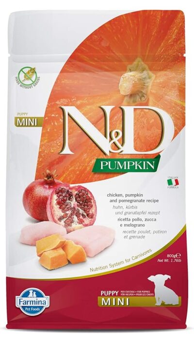 Farmina Natural & Delicious Grain Fee Chicken Pumpkin & Pomegranate Puppy Mini Dry Food